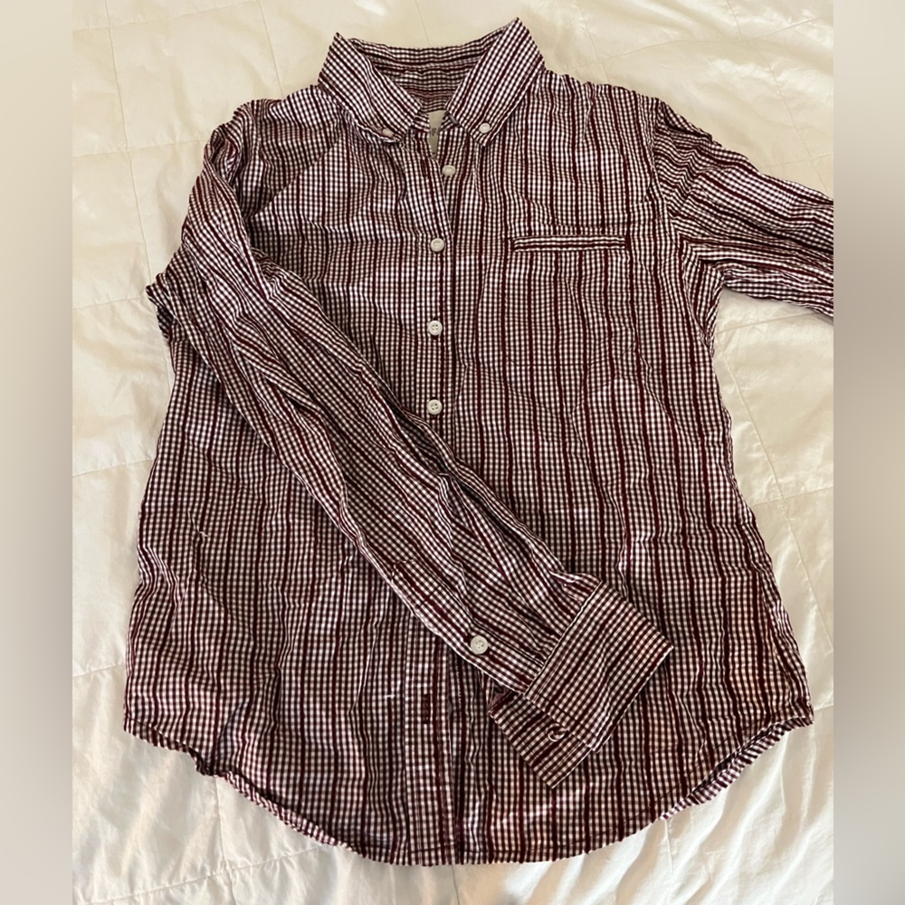 Wildfang Men's Red and White Checkered Shirt